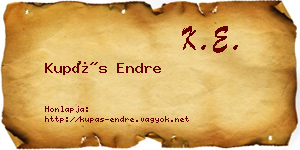 Kupás Endre névjegykártya